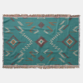 Blaugrüner geometrischer Navajo-Südwesten-Stil Decke