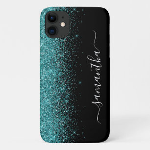 Blaugrüner Glitter Ombre Schriftzug Individueller  Case-Mate iPhone Hülle