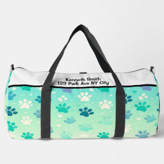 Blaugrüner Gradient-Pfotenabdruck-Tasche Duffle Bag