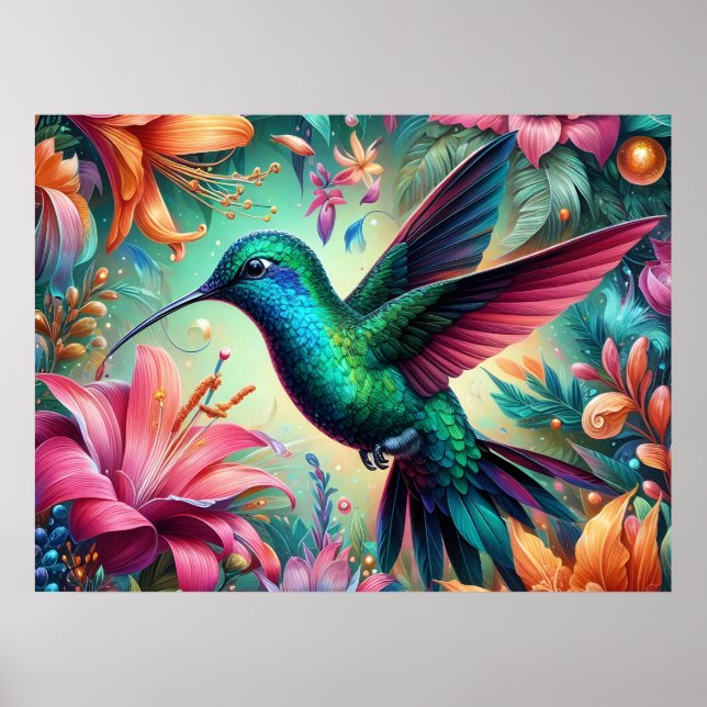Blaugrüner Kolibri Poster (Vorne)