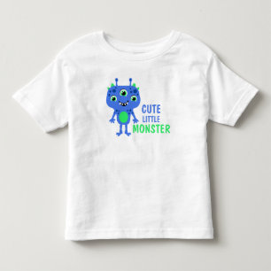 Blaugrüner süßer kleiner 3-äugiger Monster-Kinder Kleinkind T-shirt