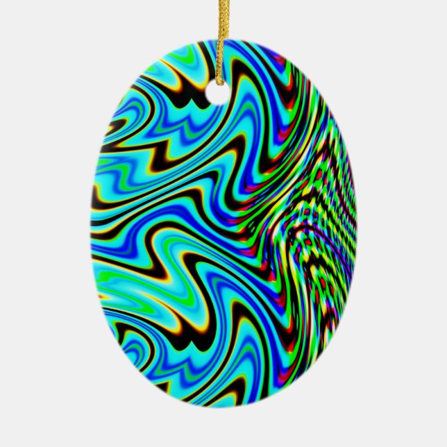 Blaugrüner Swirl Keramik Ornament (Vorne)