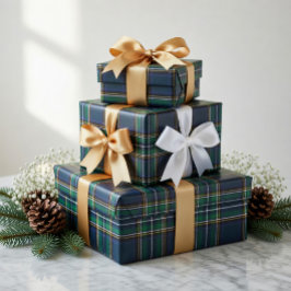 Blaugrüner Tartan-Karo-Geschenkpapier Geschenkpapier