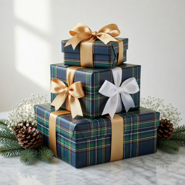 Blaugrüner Tartan-Karo-Geschenkpapier Geschenkpapier (Von Creator hochgeladen)