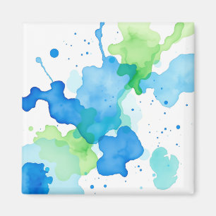 Blaugrünes Aquarell-Abstraktmuster Magnet