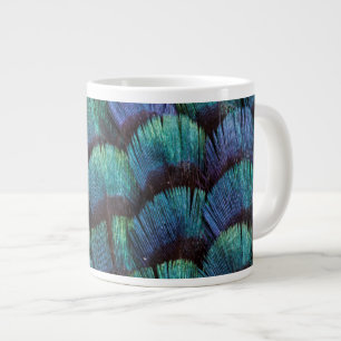 Blaugrünes Fasanenfederdesign Jumbo-Tasse
