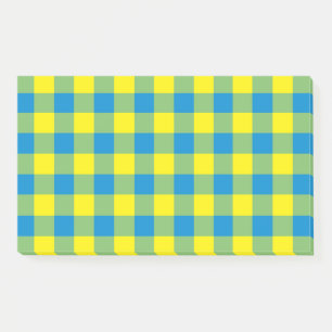 Blaugrünes Karomuster Post-it Klebezettel