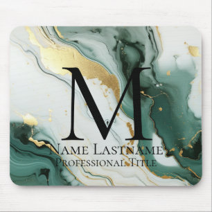 Blaugrünes Monogramm Mousepad