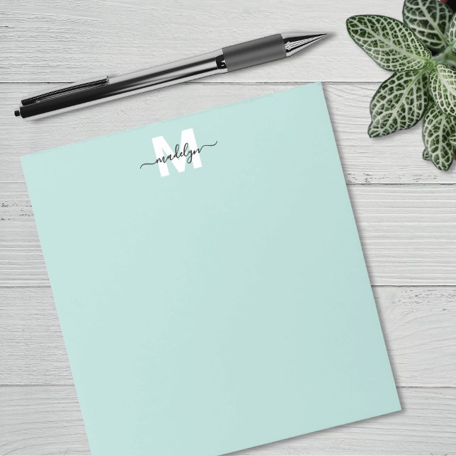 Blaugrünes Monogramm Notizblock (Teal Blue Monogram Notepad)