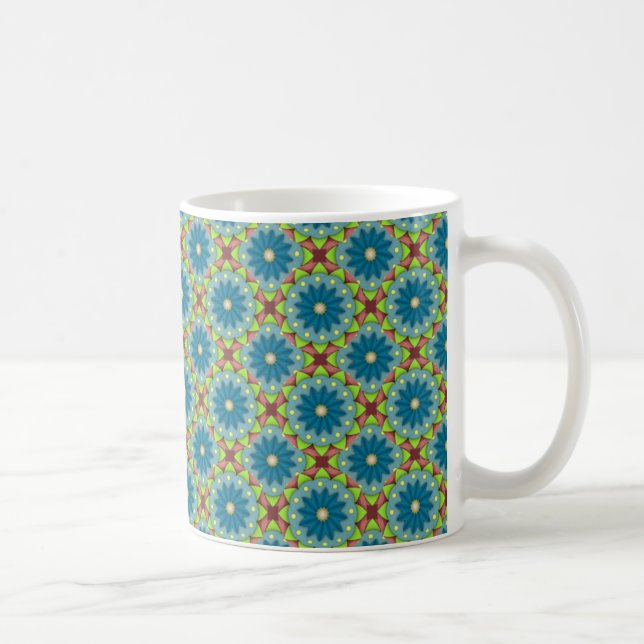 Blaugrünes Muster Tasse (Rechts)