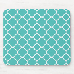 Blaugrünes Quatrefolienmuster Mousepad