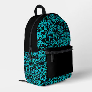 Blaugrünes Schwarzes Dreiecksmuster Bedruckter Rucksack