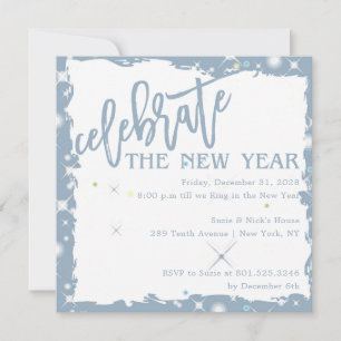 Blaugrunge Typografie feiert neues Jahr Party Einladung