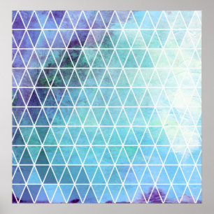 Blaugrungy Geometric Triangle Design Poster