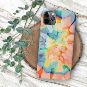 Blaugrünlila Orange Gelb Weiß Tie Dye Kunst iPhone 16 Pro Max Hülle