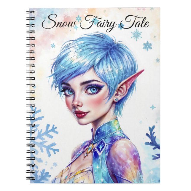 Blauhaarige Elfenzauber Eisprinzen Schneewald Notizblock (Vorderseite)