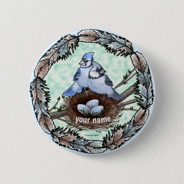 Blauhäher-Nest  Button (Vorderseite)