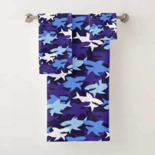 Blauhaie Camouflage Muster Badhandtuch Set