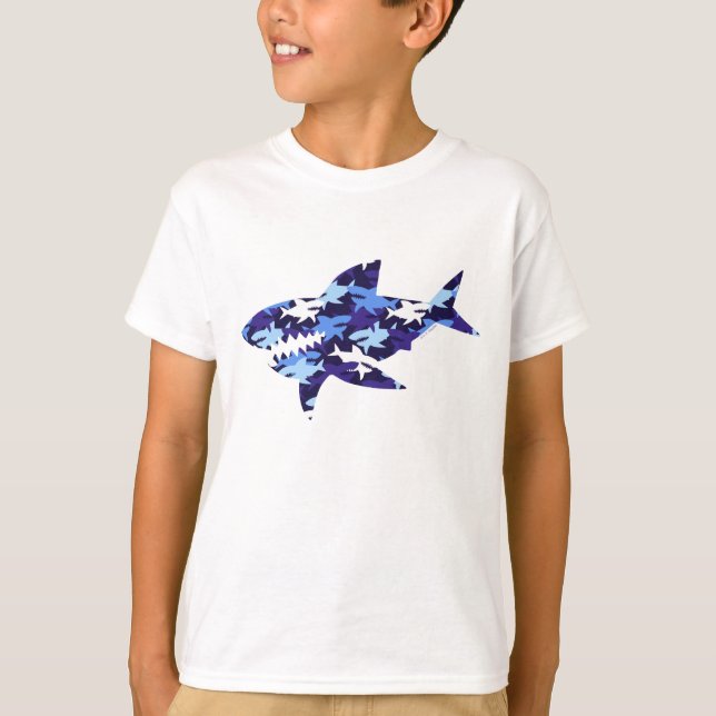 Blauhaie Camouflage Muster T-Shirt (Vorderseite)