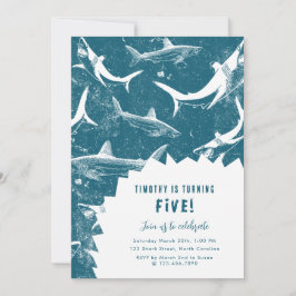 Blauhais-Jungen-Geburtstagsparty Einladung