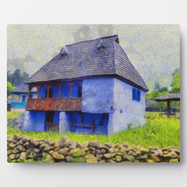 Blauhausmalerei Fotoplatte (Vorderseite)