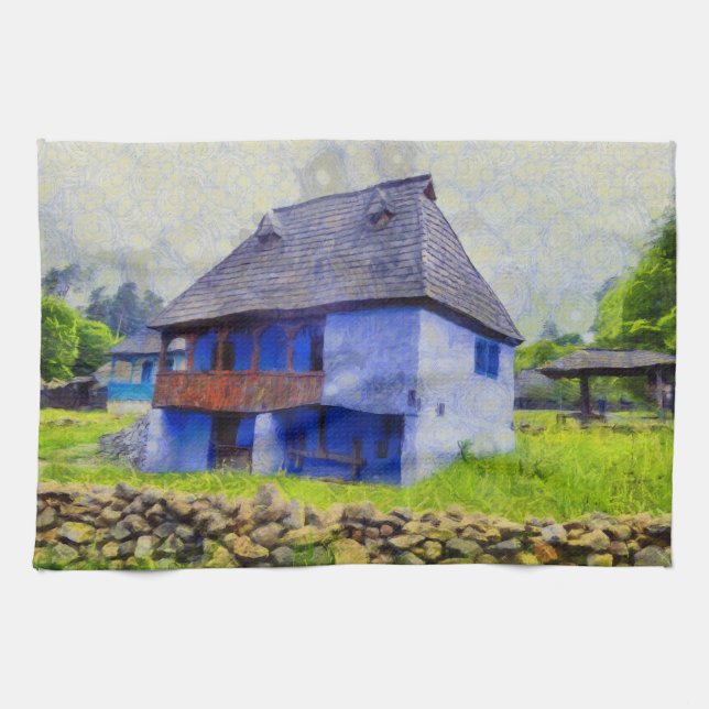Blauhausmalerei Handtuch (Horizontal)