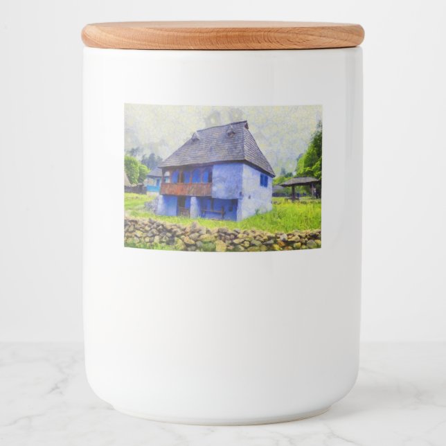 Blauhausmalerei Lebensmitteletikett (Vorderseite)