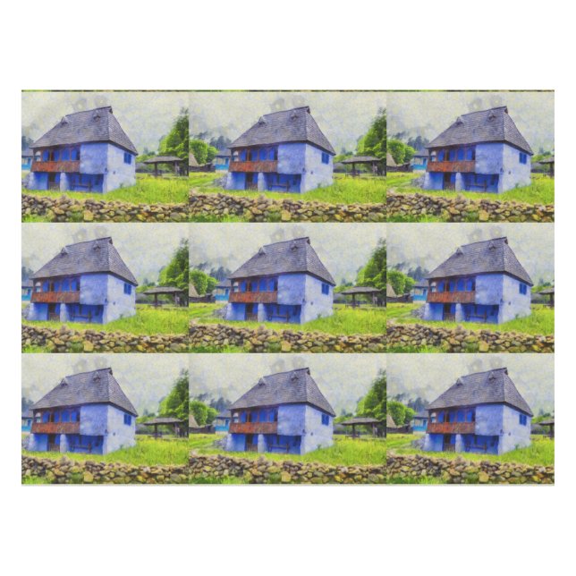 Blauhausmalerei Tischdecke (Vorderseite (Horizontal))