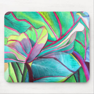 Blauhawaii Tropische Blattfolienkunst Mousepad