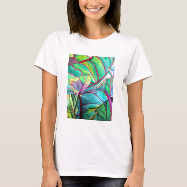Blauhawaii Tropische Blattfolienkunst T-Shirt (Vorderseite)