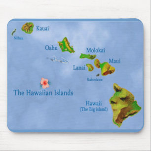 Blauhawaiianische Inselkarte Mousepad