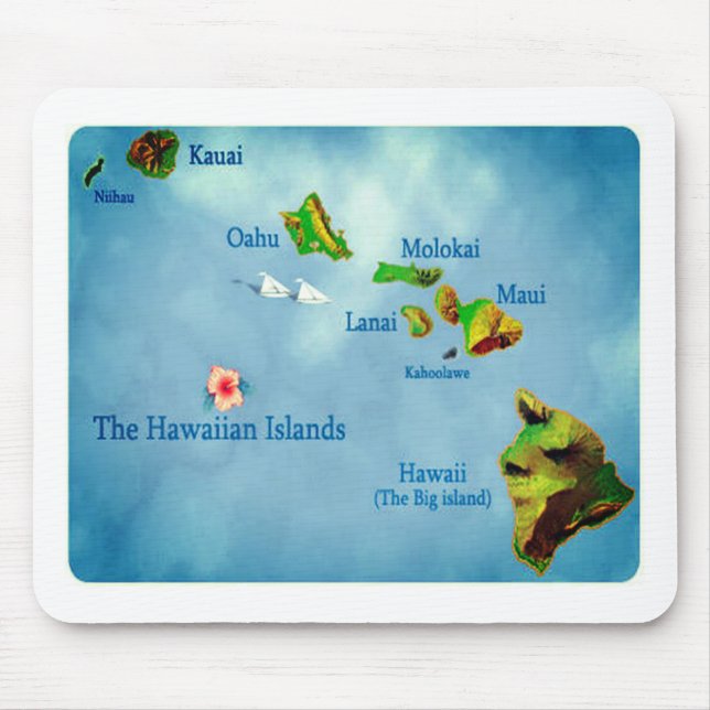 Blauhawaiianische Inselkarte Mousepad (Vorne)