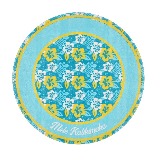 Blauhawaiianischer Hibiskus Blumenmuster Schneidebrett (Vorderseite)
