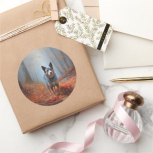 Blauhelm im Herbst Inspiriert Fall Runder Aufkleber