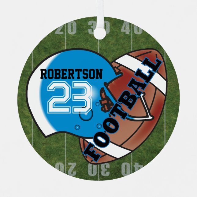 Blauhelm mit Fußball Ornament Aus Metall (Vorderseite)