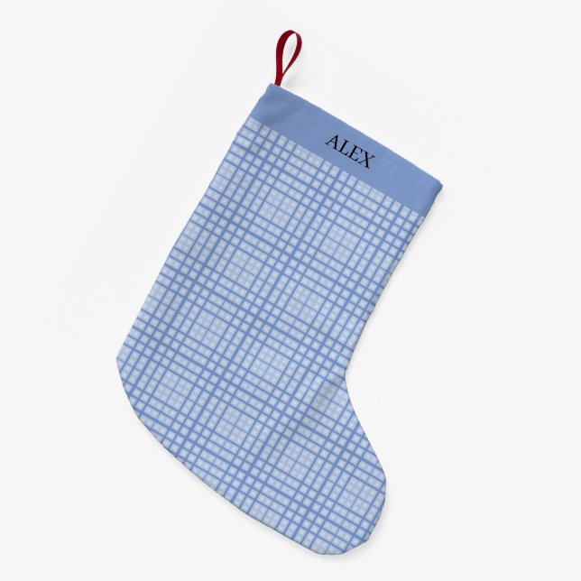 Blaukariert Kleiner Weihnachtsstrumpf (Vorderansicht (hängend))
