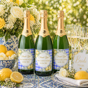 Blaukarierte Zitronen-Garten Dankeschön Brautparty