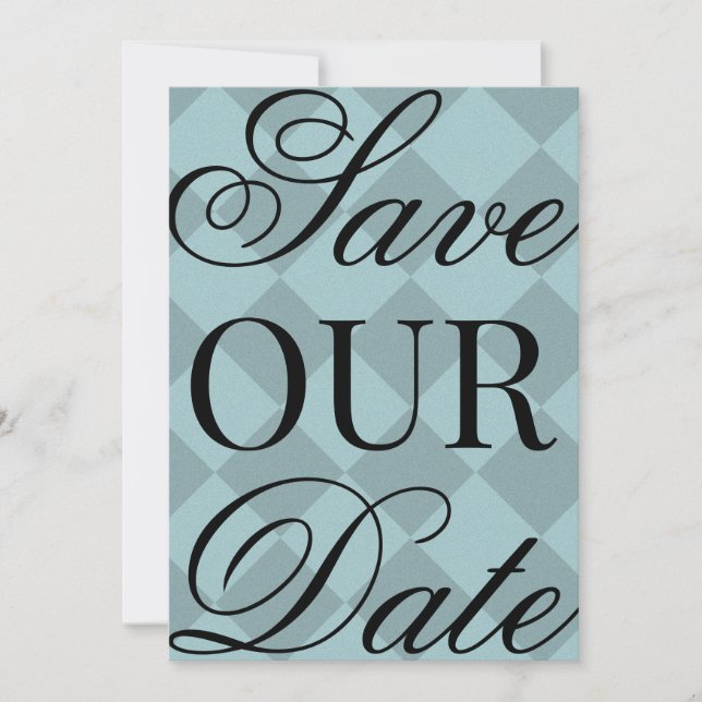 Blaukariertes Save-The-Date Einladung (Vorderseite)