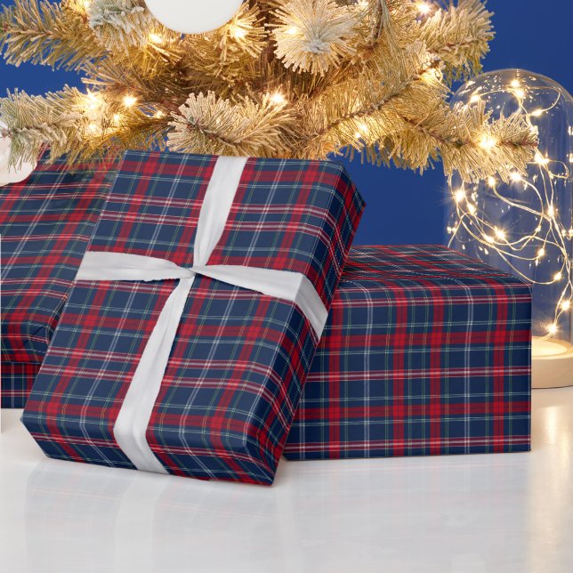 Blaukariertes Weihnachtspapier  Geschenkpapier (Feiertage)