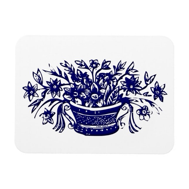 Blaukörbe für Blume Holzschnitt Magnet (Horizontal)