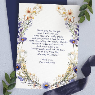 Blaukranz aus Wildblumen Baby Shower Dankeskarten Dankeskarte