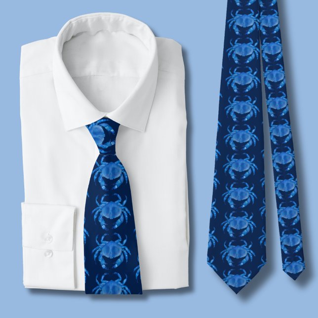 Blaukrebsmuster Krawatte (navy blue crab tie)