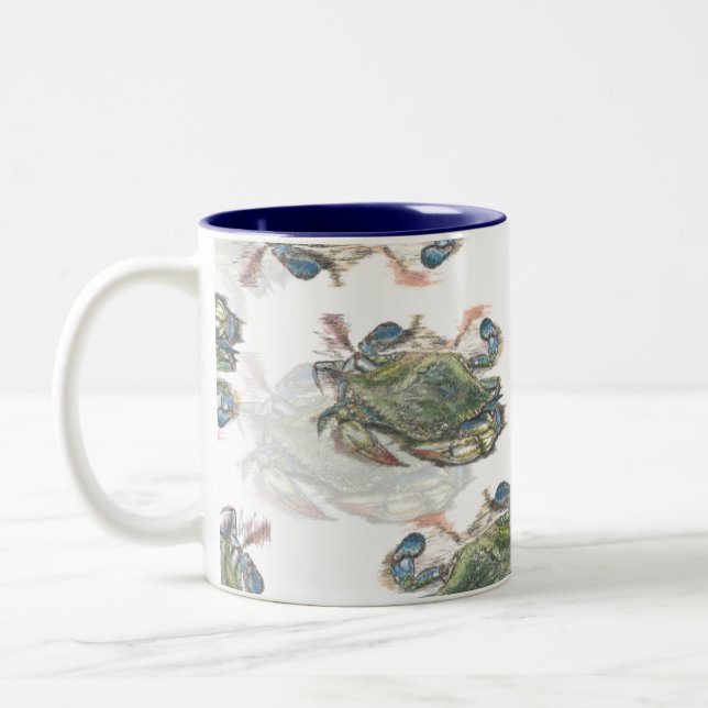 Blaukrebsmuster Zweifarbige Tasse (Links)