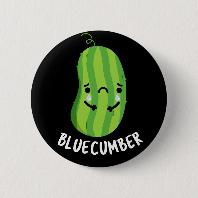 Blaukummer Funny Sad Veggie Cucumber Pun Dark BG Button (Vorderseite)