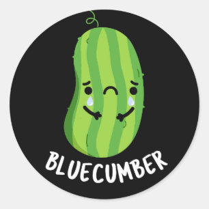 Blaukummer Funny Sad Veggie Cucumber Pun Dark BG Runder Aufkleber
