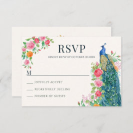 Blaulblau-Pfauenvogel-RSVP-Karte RSVP Karte