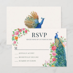 Blaulblau-Pfauenvogel-RSVP-Karte RSVP Karte