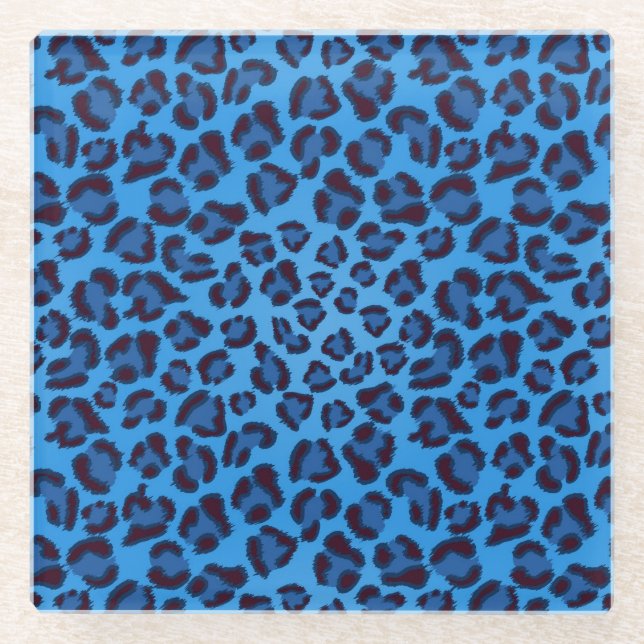 Blauleopartextur Glasuntersetzer (Vorderseite)