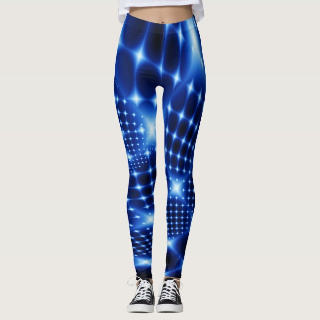 Blauleuchtendes Fraktal Leggings (Vorderseite)