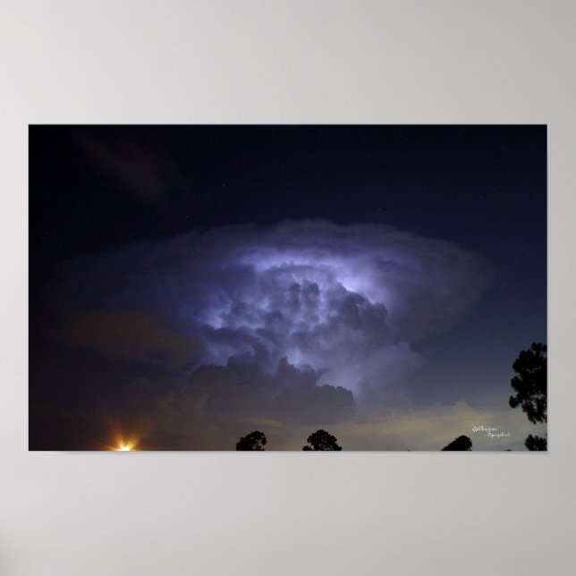 Blauleuchtendes Wolkenposter Poster (Vorne)